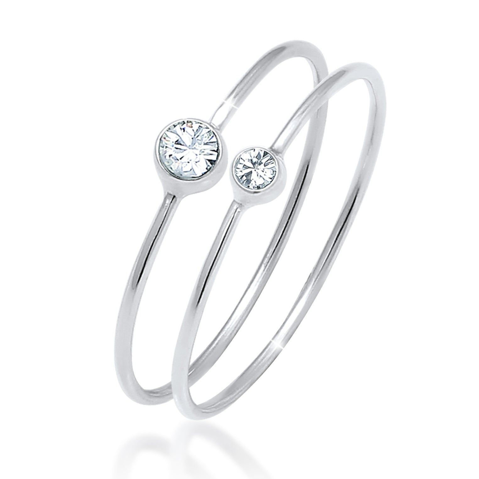 Silber - Elli | Solitär-Ring | Kristall ( Weiß ) | 925er Sterling Silber