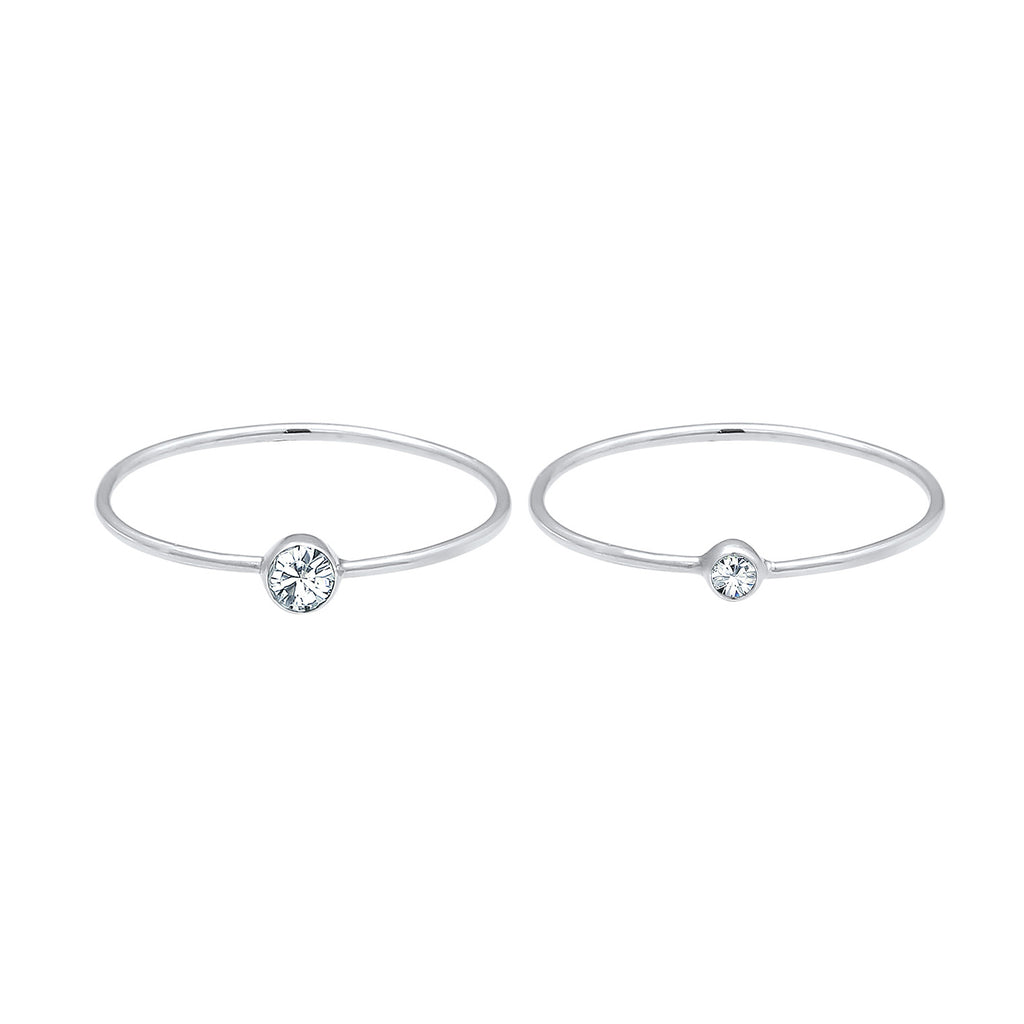 Silber - Elli | Solitär-Ring | Kristall ( Weiß ) | 925er Sterling Silber