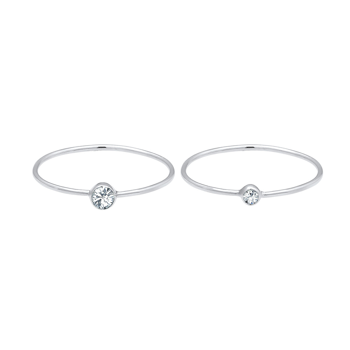 Silber - Elli | Solitär-Ring | Kristall ( Weiß ) | 925er Sterling Silber