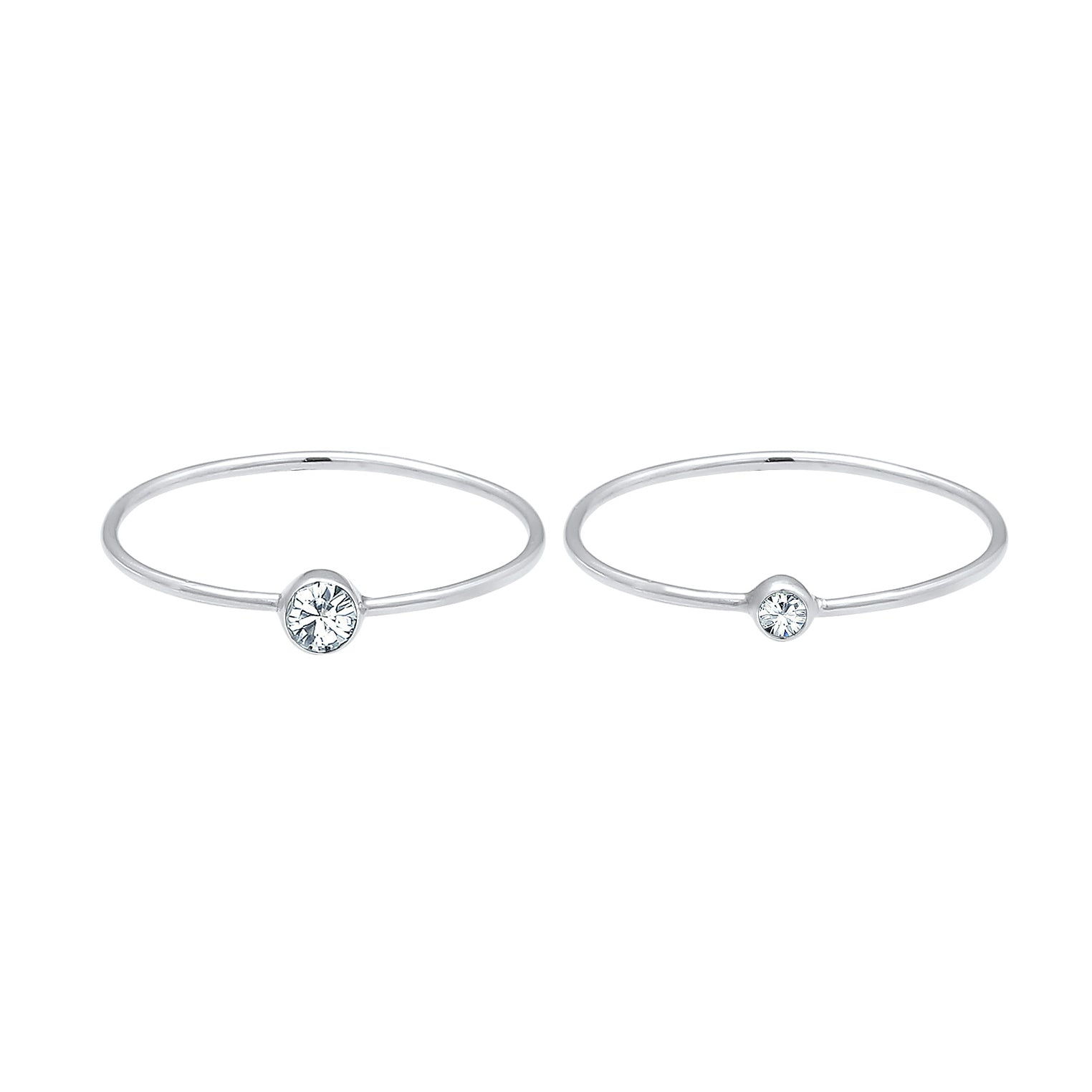 Silber - Elli | Solitär-Ring | Kristall ( Weiß ) | 925er Sterling Silber