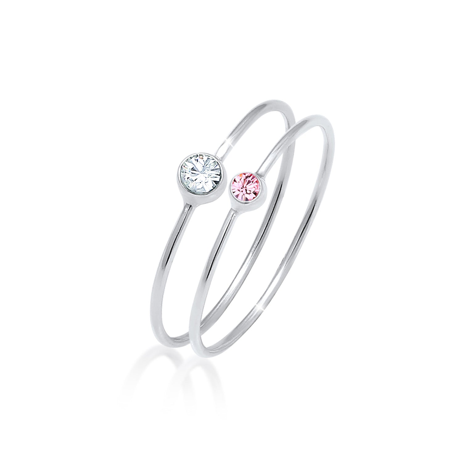 Rosa - Elli | Solitär-Ring | Kristall ( Weiß ) | 925er Sterling Silber