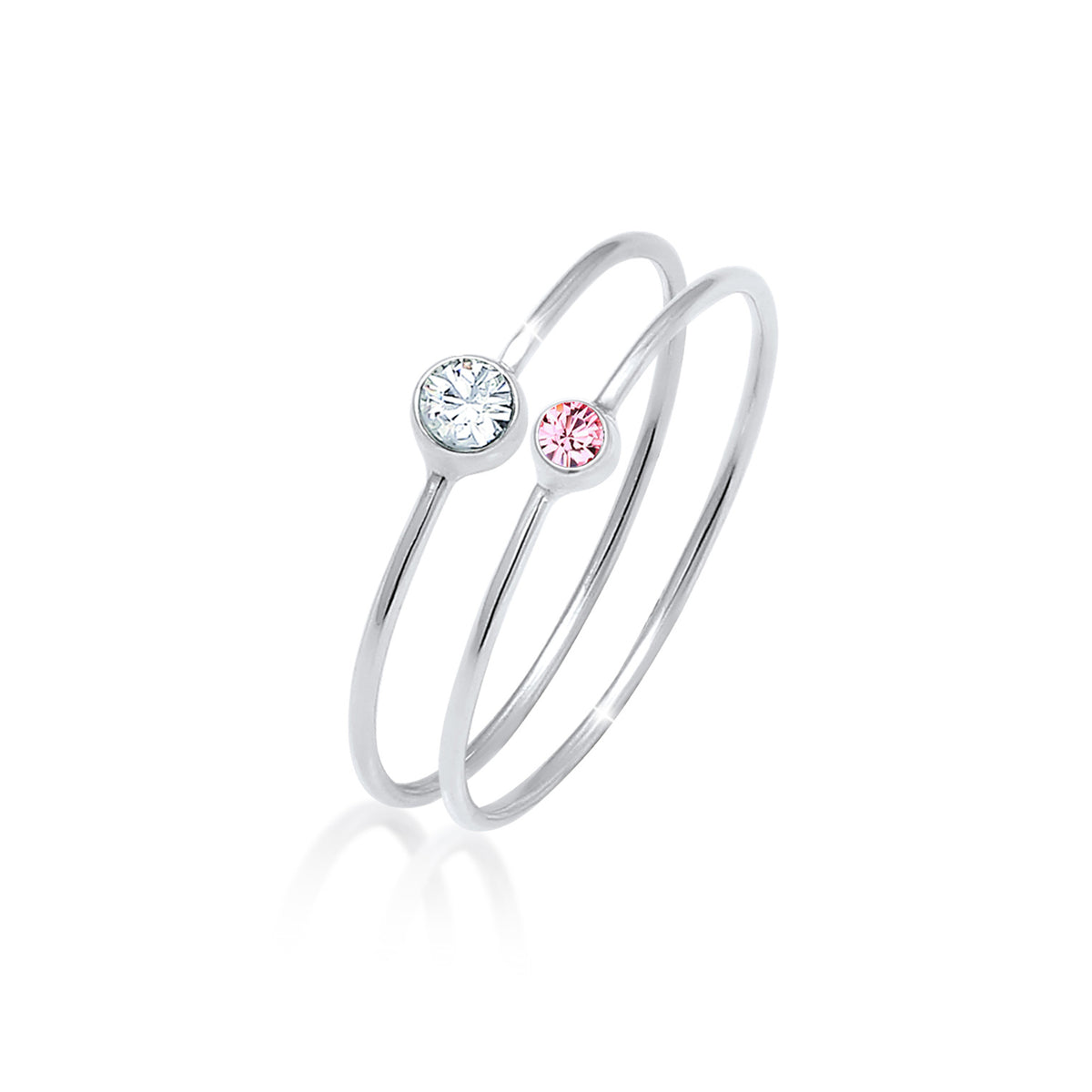 Rosa - Elli | Solitär-Ring | Mit Kristallen von Swarovski® (Weiß) | 925er Sterling Silber