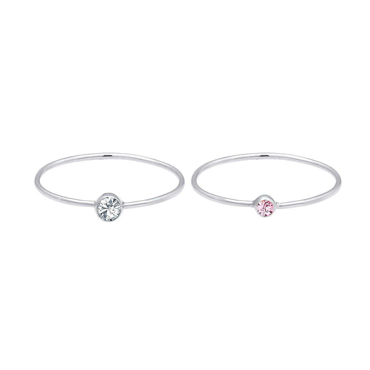 Rosa - Elli | Solitär-Ring | Mit Kristallen von Swarovski® (Weiß) | 925er Sterling Silber