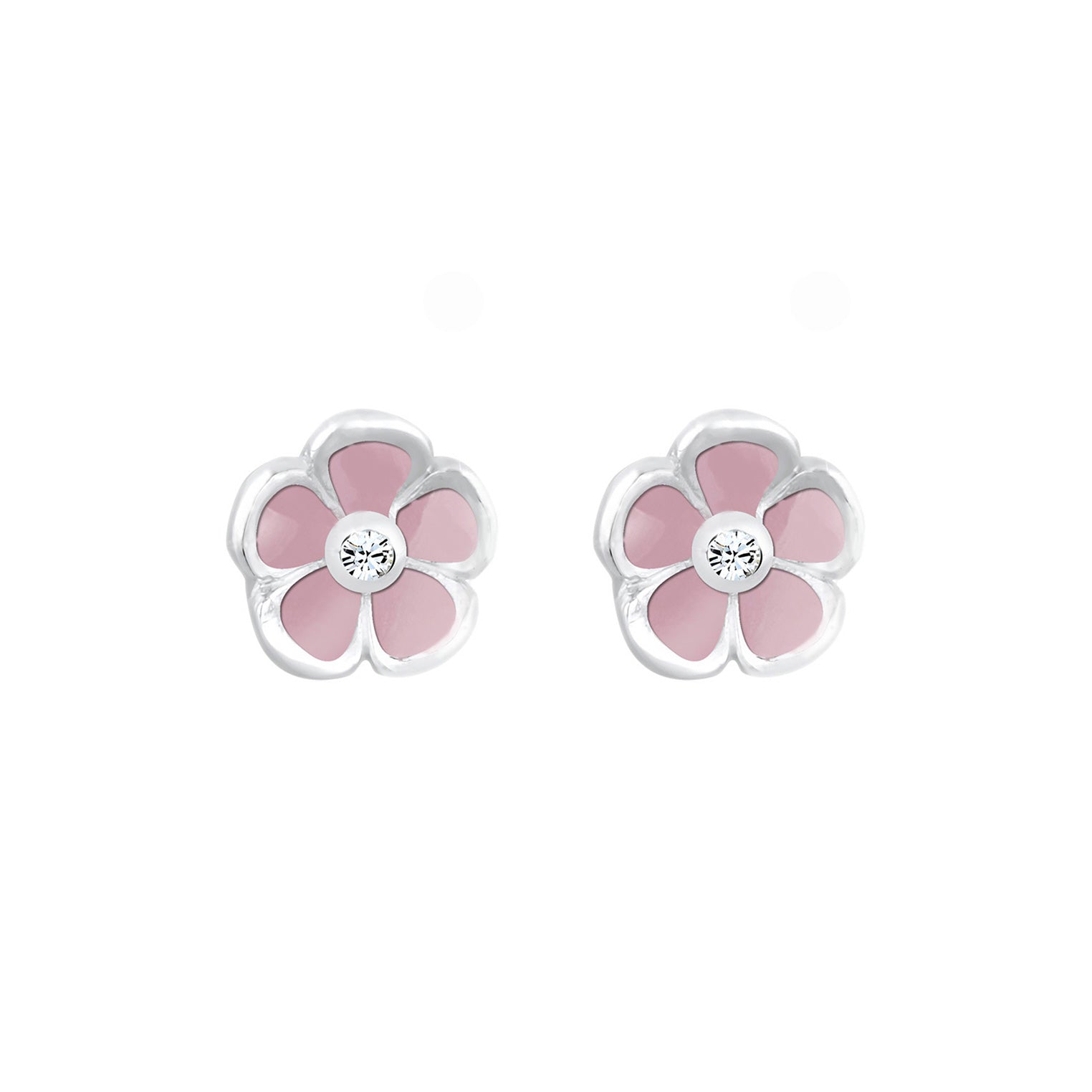 Rosa - Elli | Ohrring Blume | Mit Kristallen von Swarovski® (Weiß) | 925er Sterling Silber