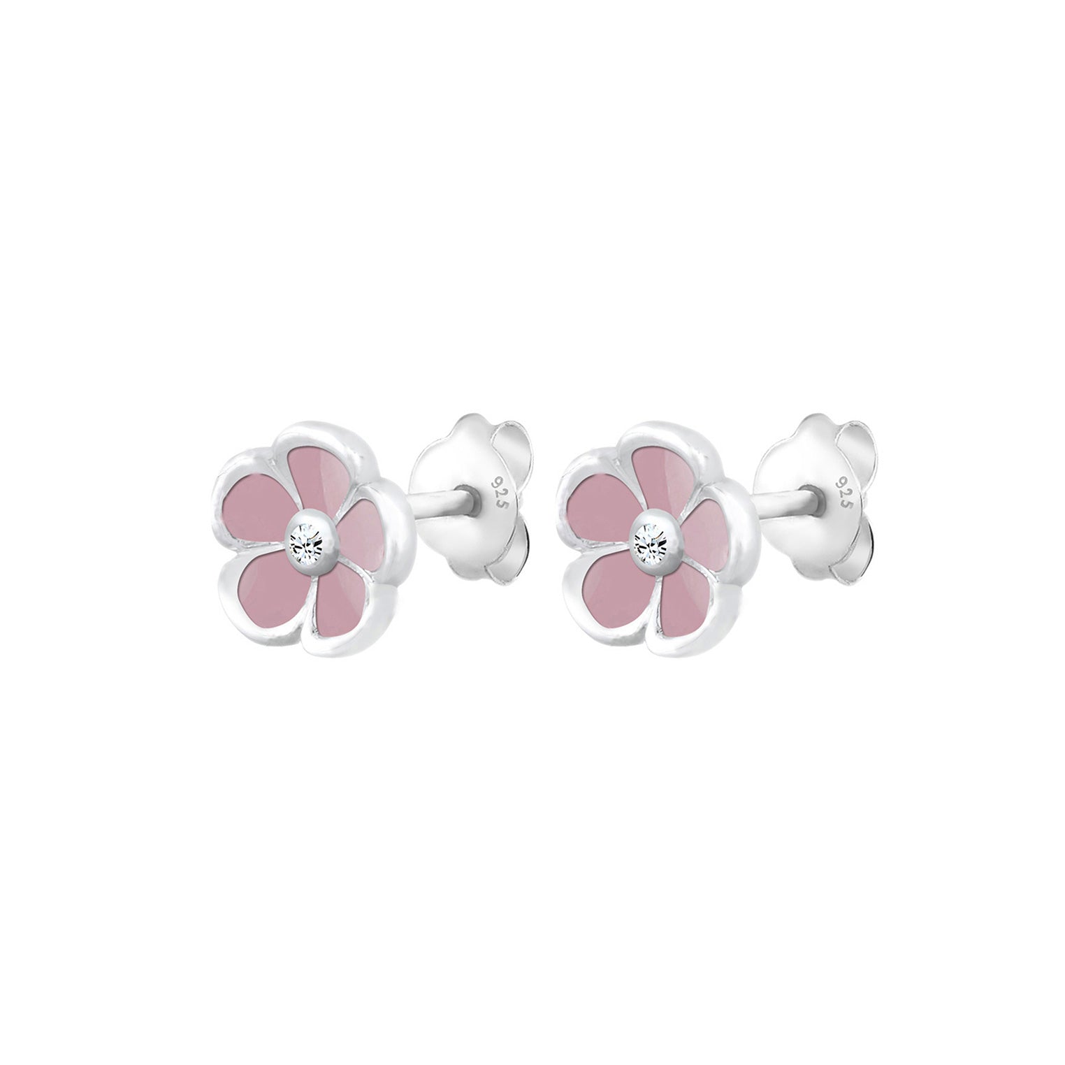 Rosa - Elli | Ohrring Blume | Mit Kristallen von Swarovski® (Weiß) | 925er Sterling Silber