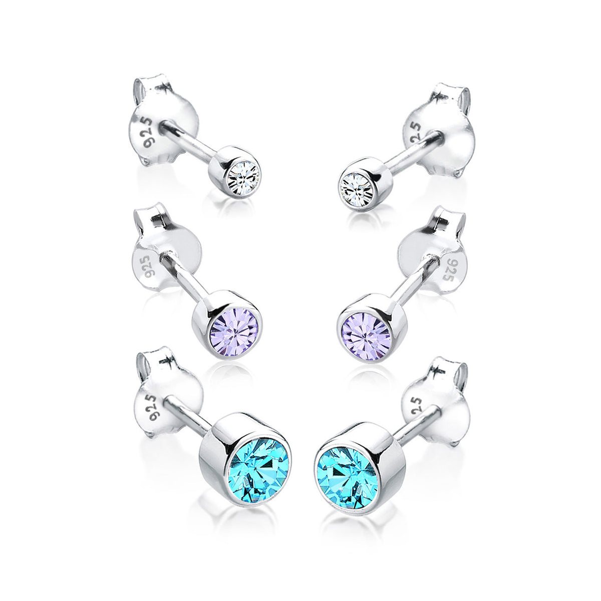 Bunt - Elli | Ohrringset | Mit Kristallen von Swarovski® (Hellblau) | 925er Sterling Silber