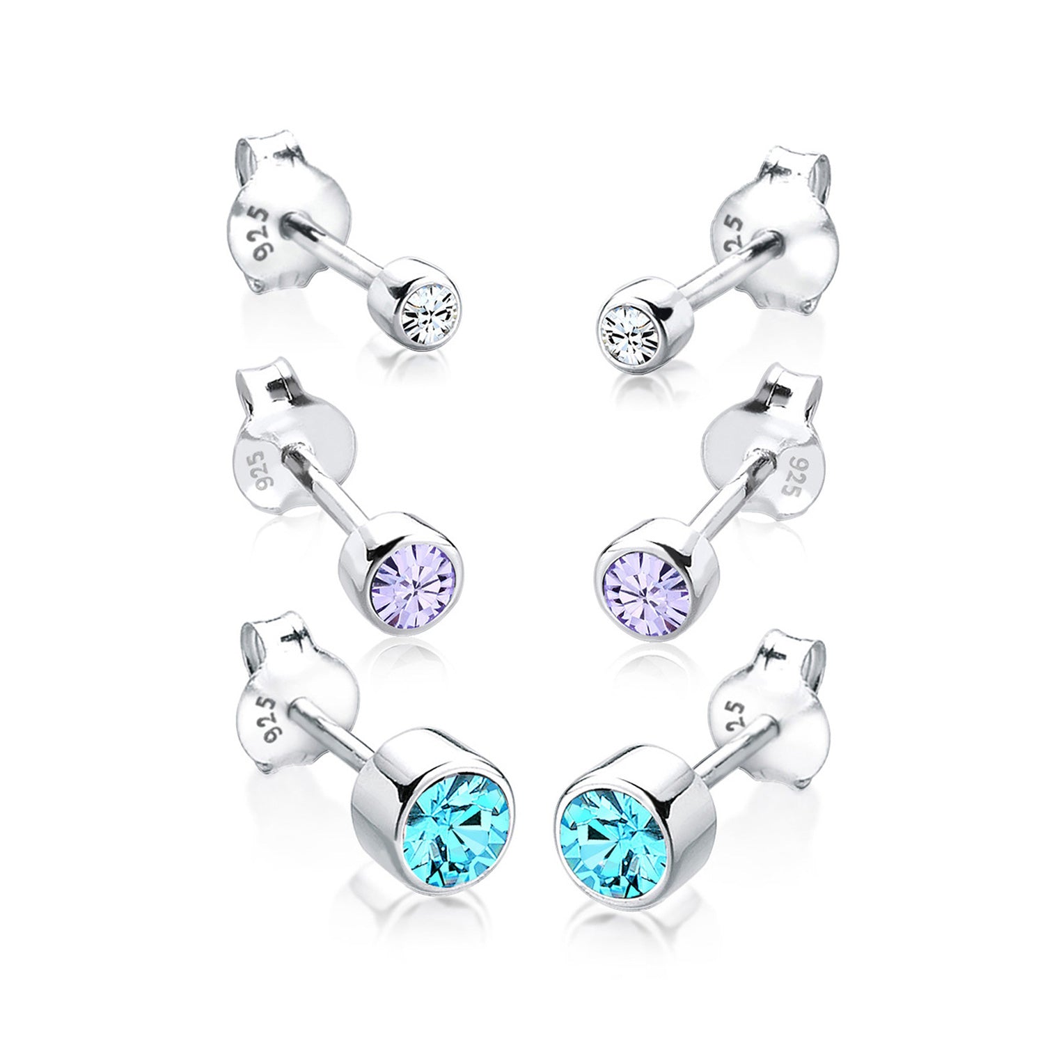 Bunt - Elli | Ohrringset | Mit Kristallen von Swarovski® (Hellblau) | 925er Sterling Silber