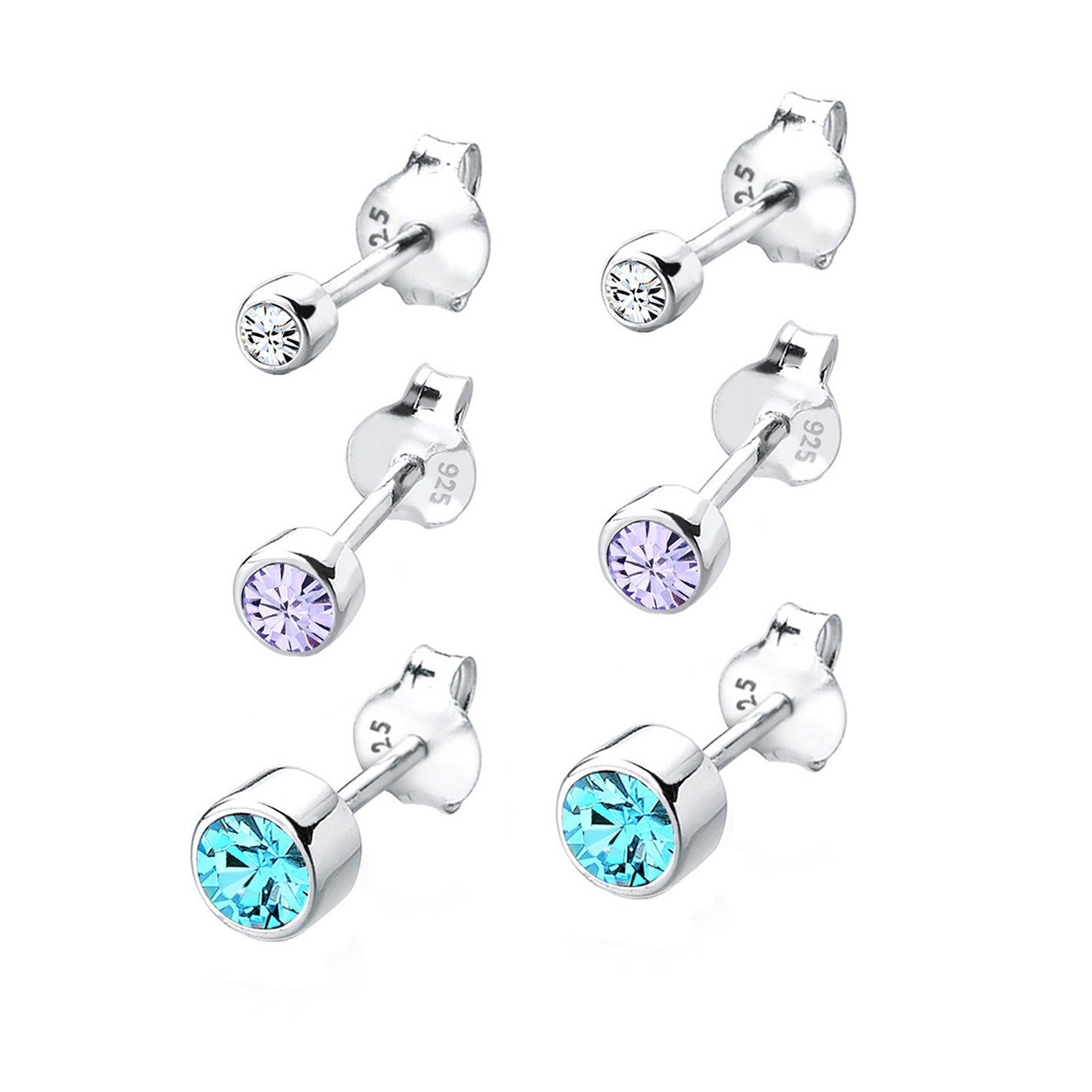 Bunt - Elli | Ohrringset | Kristall ( Hellblau ) | 925er Sterling Silber