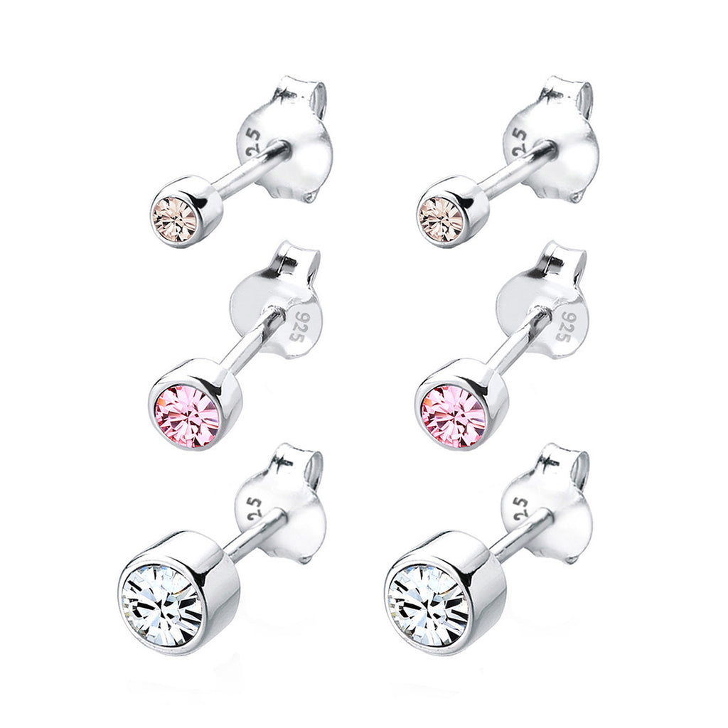 Silber - Elli | Ohrringset | Kristall ( Weiß ) | 925er Sterling Silber