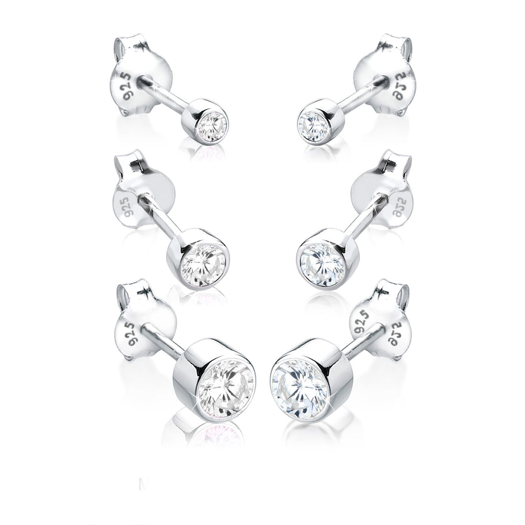 Weiß - Elli | Ohrringset Kugel | Zirkonia ( Weiß ) | 925er Sterling Silber
