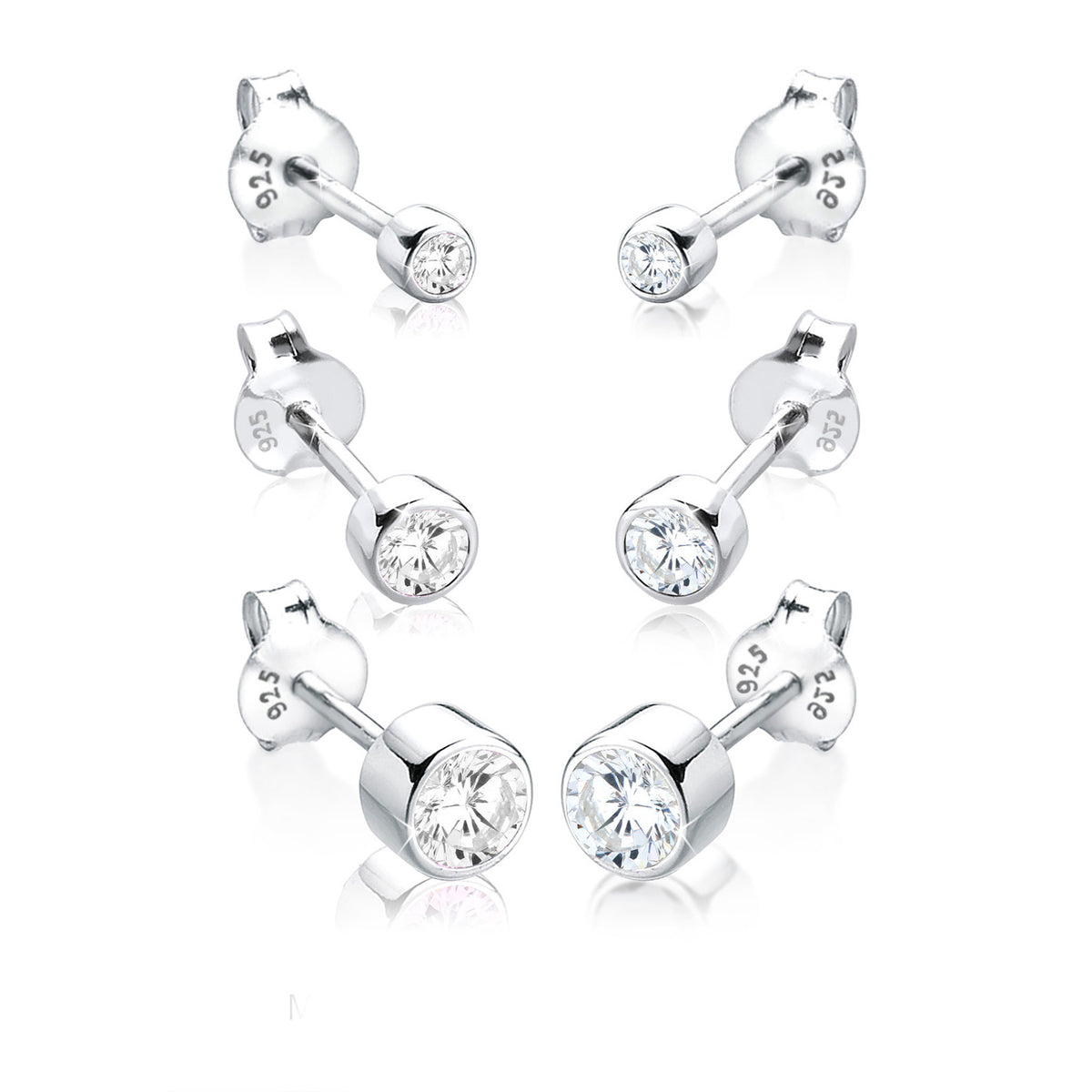 Weiß - Elli | Ohrringset Kugel | Zirkonia ( Weiß ) | 925er Sterling Silber