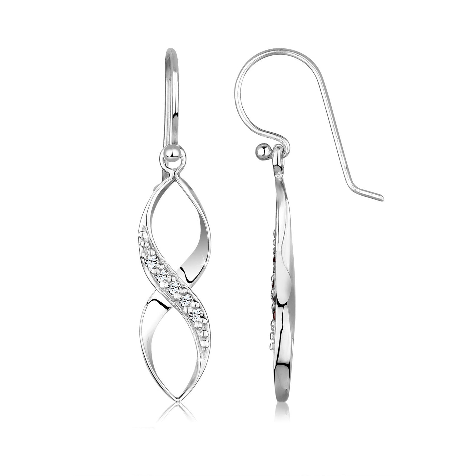 Weiß - Elli | Ohrhänger Infinity | Mit Kristallen von Swarovski® (Weiß) | 925er Sterling Silber