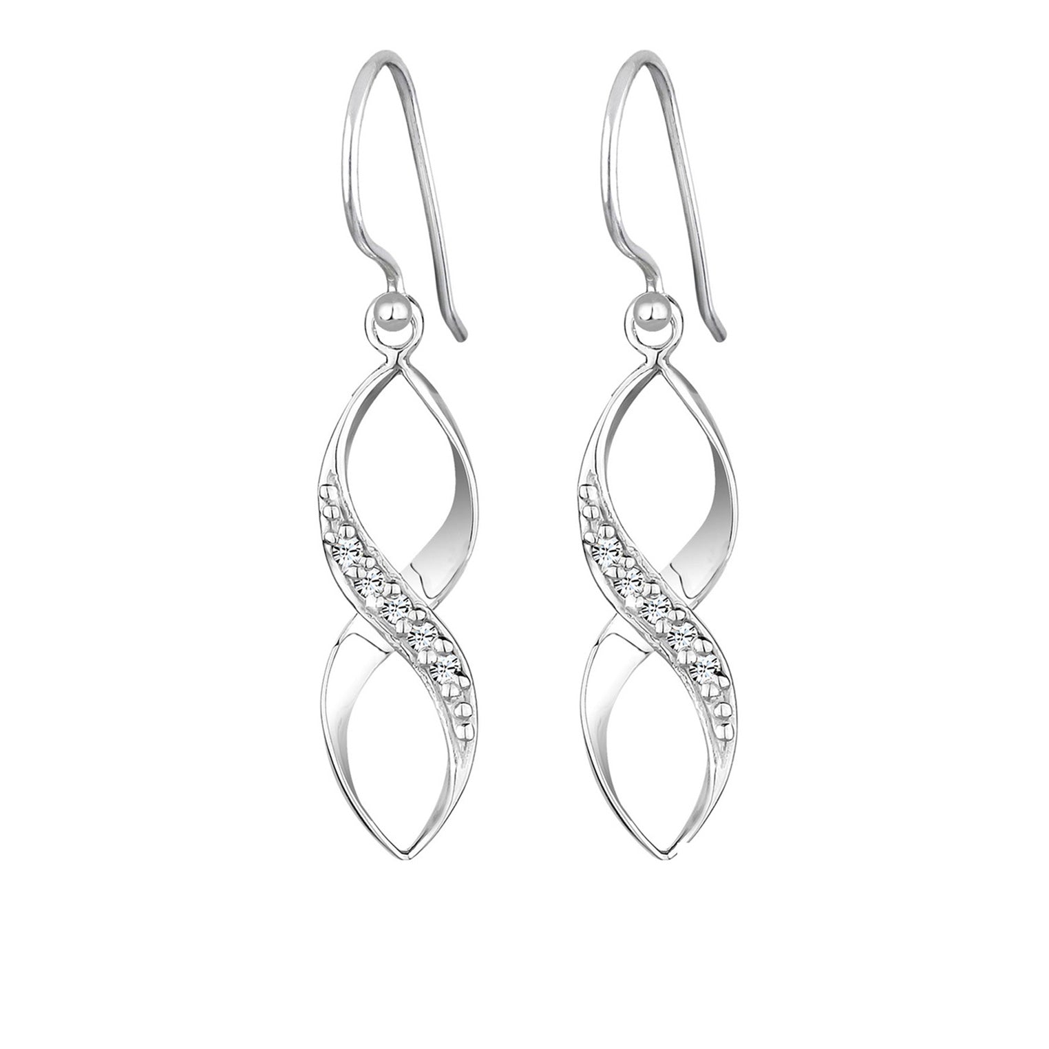 Weiß - Elli | Ohrhänger Infinity | Mit Kristallen von Swarovski® (Weiß) | 925er Sterling Silber