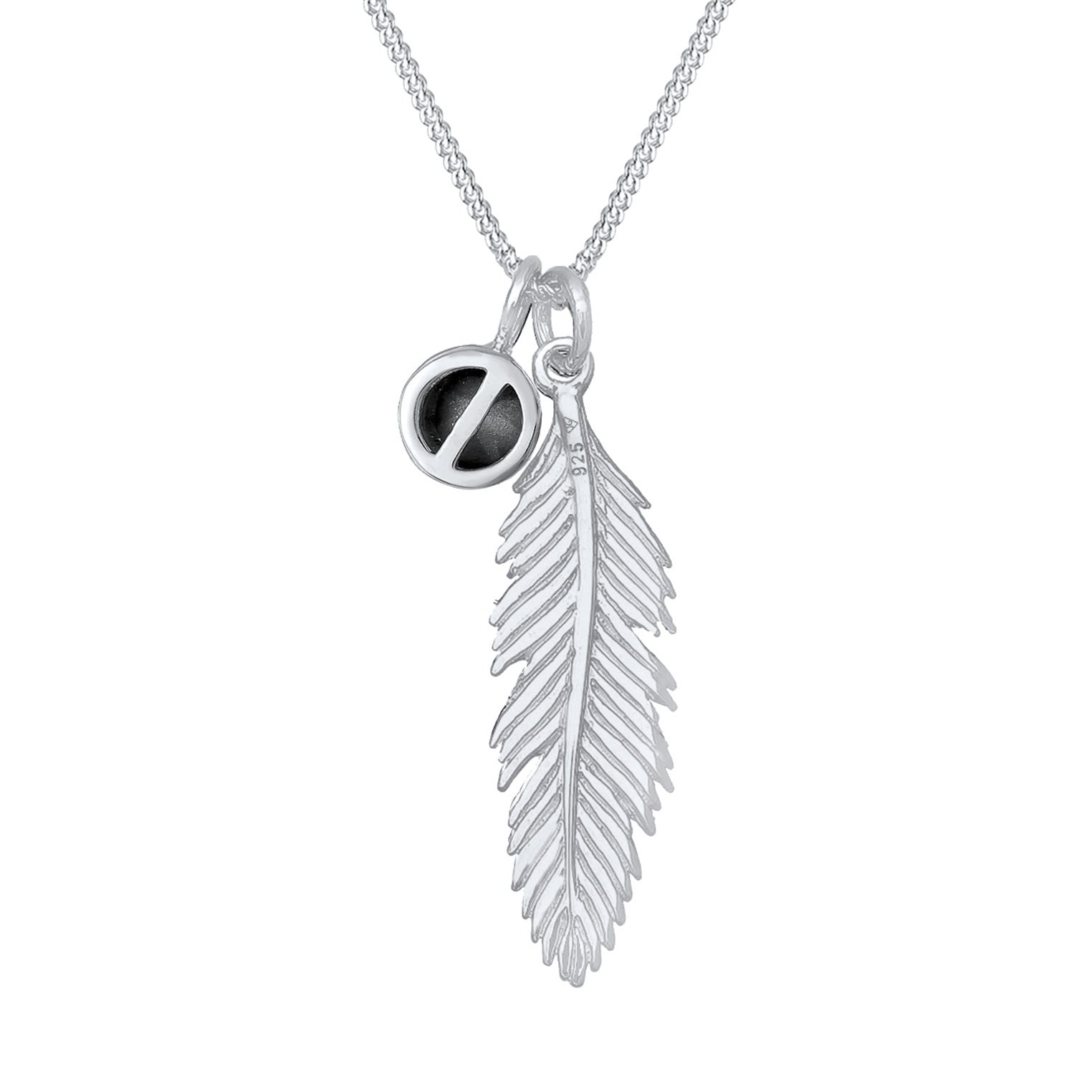 Silber - Elli | Halskette Feder | Kristall (Weiß) | 925er Sterling Silber