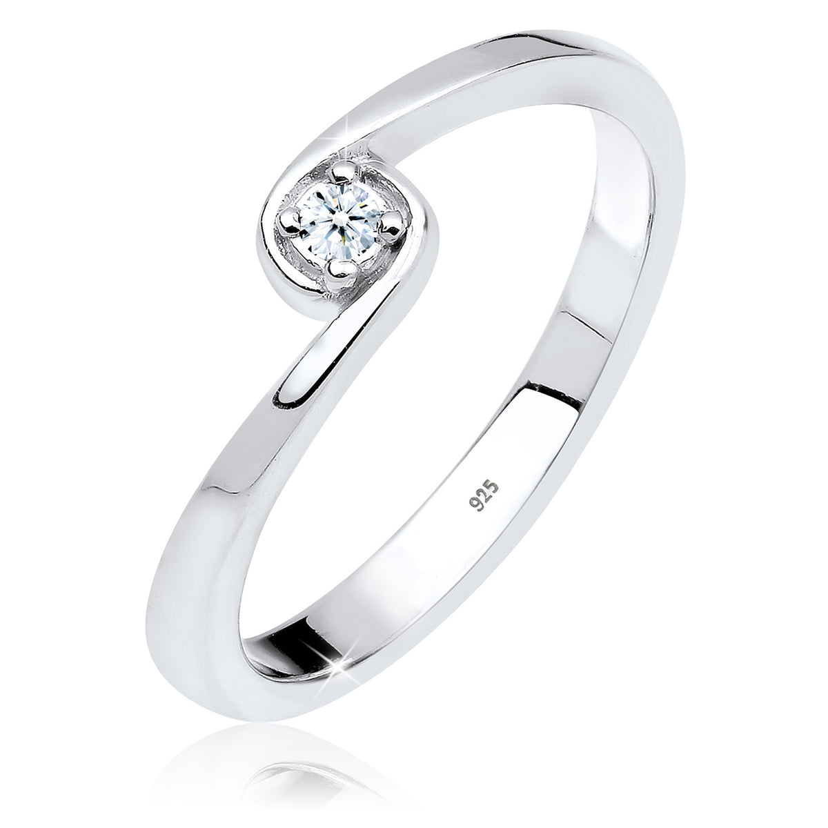 Weiß - Elli DIAMONDS | Solitär-Ring | Diamant ( Weiß, 0,03 ct ) | 925er Sterling Silber