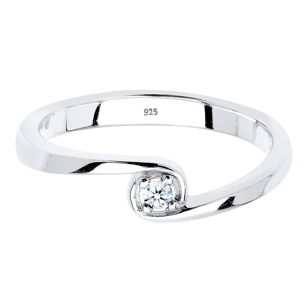 Weiß - Elli DIAMONDS | Solitär-Ring | Diamant ( Weiß, 0,03 ct ) | 925er Sterling Silber