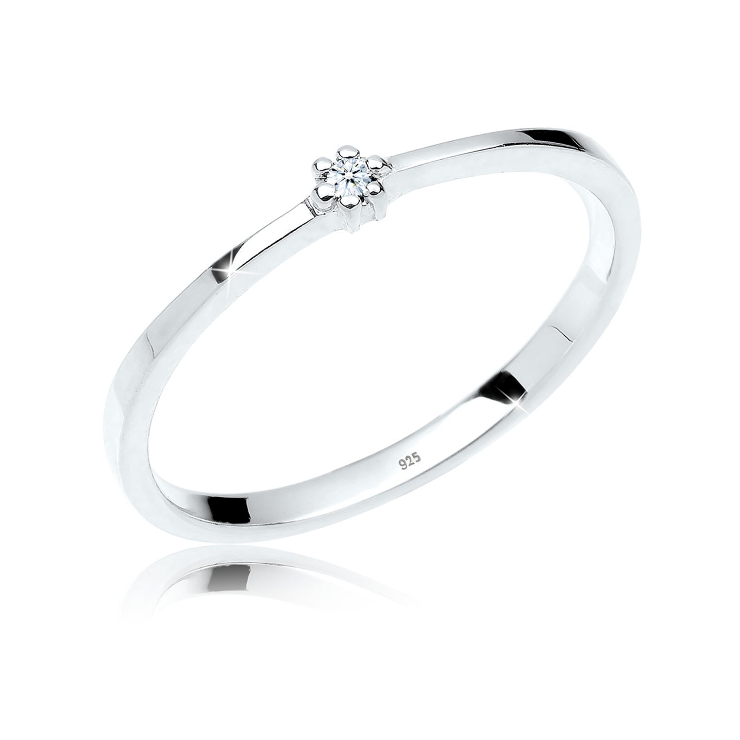 Weiß - Elli DIAMONDS | Verlobungsring | Diamant ( Weiß, 0,015 ct ) | 925er Sterling Silber