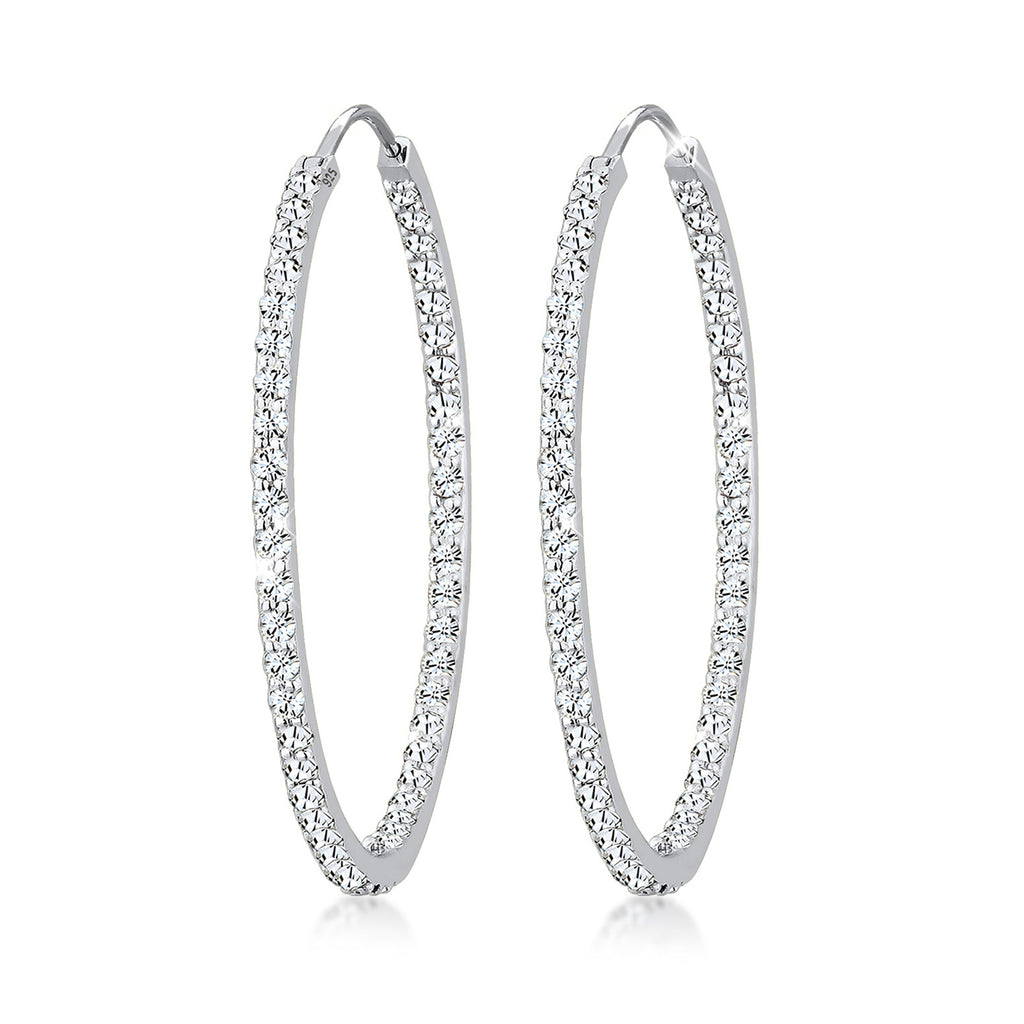 Weiß - Elli PREMIUM | Creole | Mit Kristallen von Swarovski® (Weiß) | 925er Sterling Silber
