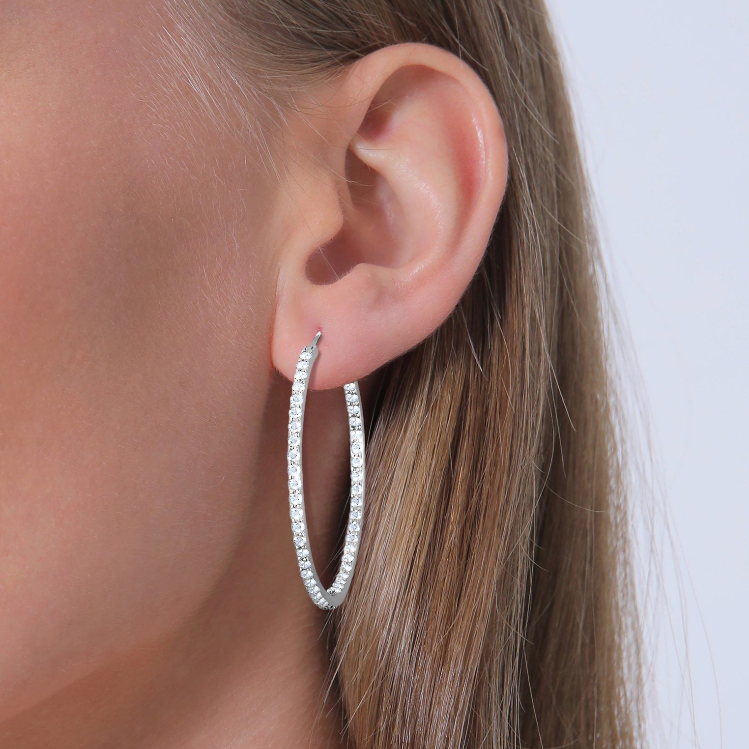 Weiß - Elli PREMIUM | Creole | Mit Kristallen von Swarovski® (Weiß) | 925er Sterling Silber