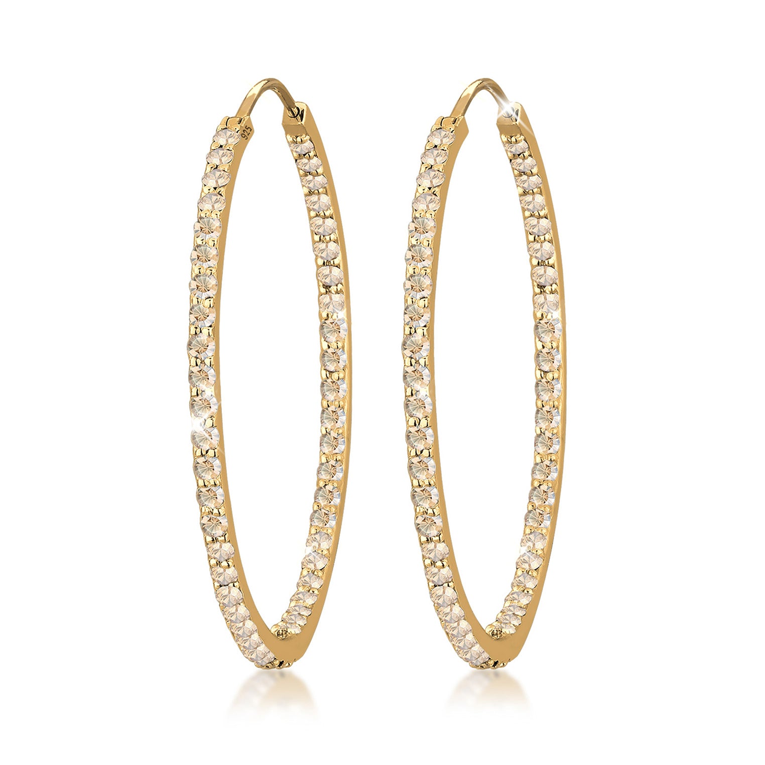Gold - Elli PREMIUM | Creole | Kristall (Gold) | 925 Sterling Silber vergoldet