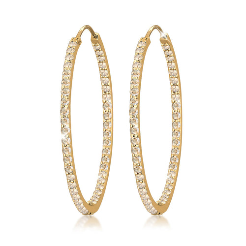 Gold - Elli PREMIUM | Creole | Kristall (Gold) | 925 Sterling Silber vergoldet