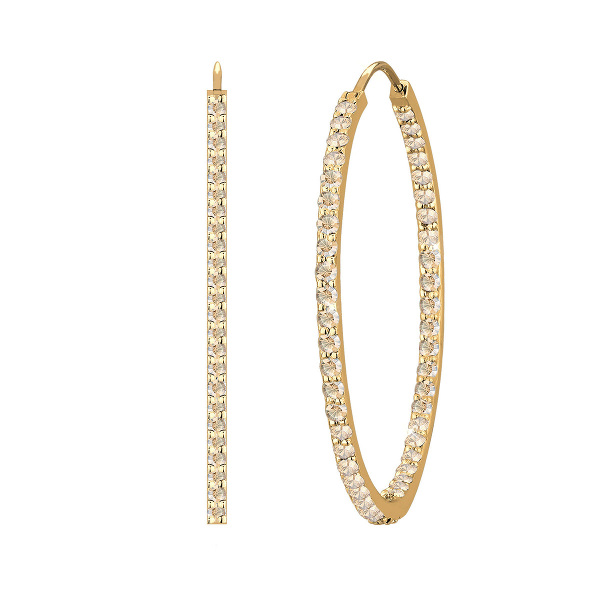 Gold - Elli PREMIUM | Creole | Kristall (Gold) | 925 Sterling Silber vergoldet