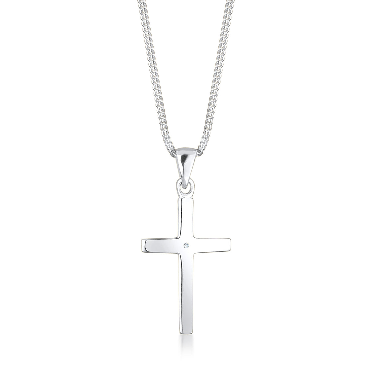 Silber - Elli DIAMONDS | Halskette Kreuz | Diamant (Weiß, 0,005 ct) | 925er Sterling Silber