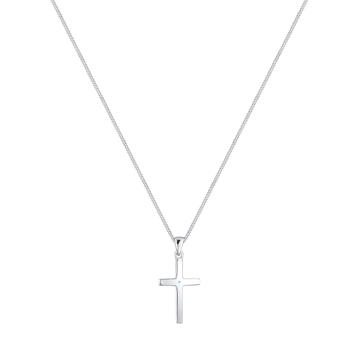 Silber - Elli DIAMONDS | Halskette Kreuz | Diamant (Weiß, 0,005 ct) | 925er Sterling Silber