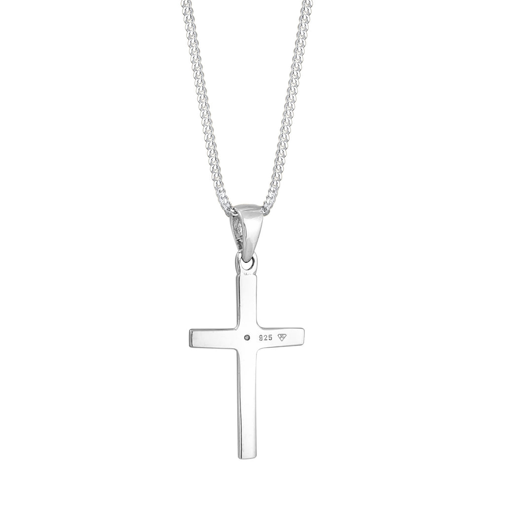 Silber - Elli DIAMONDS | Halskette Kreuz | Diamant (Weiß, 0,005 ct) | 925er Sterling Silber