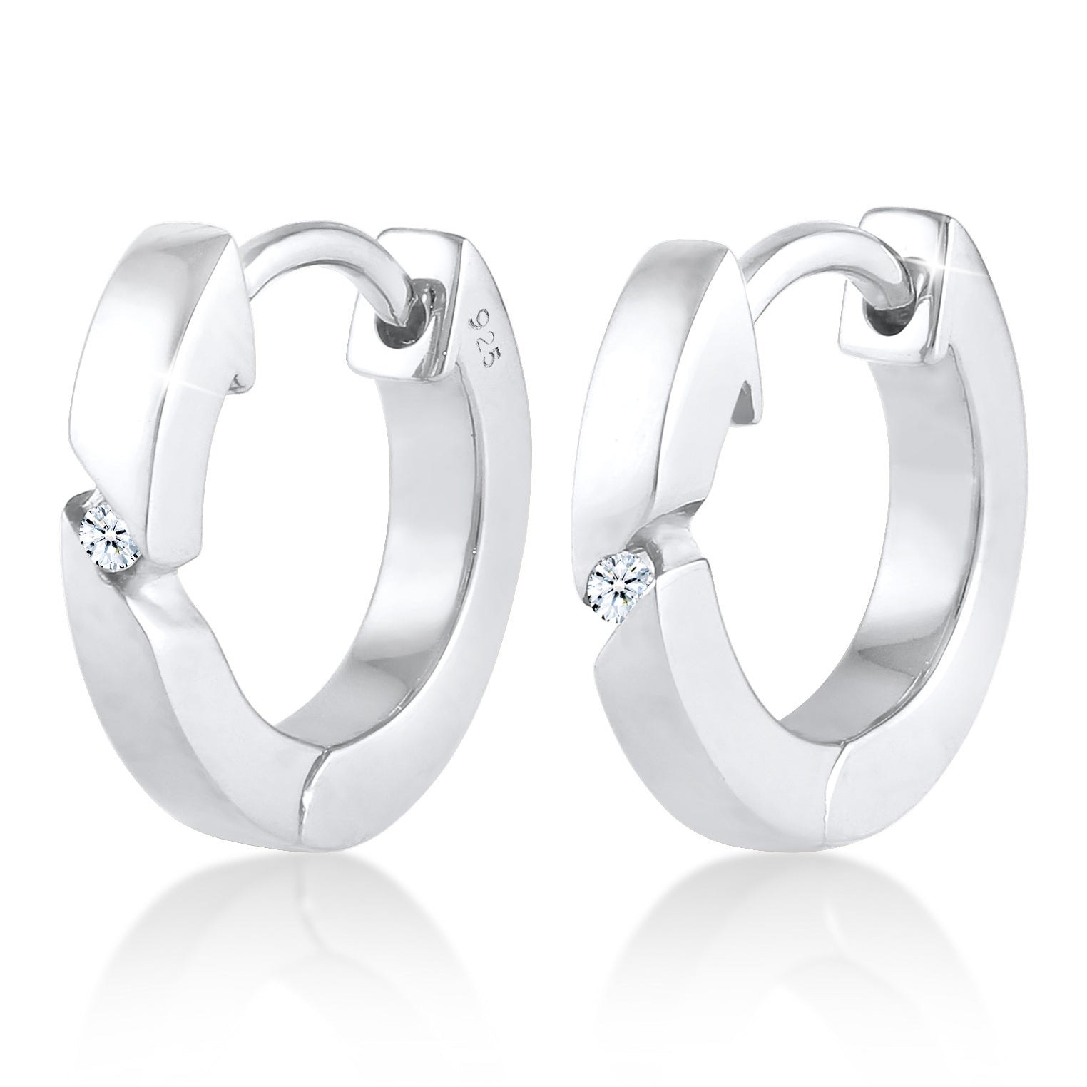 Weiß - Elli DIAMONDS | Creole | Diamant ( Weiß, 0,03 ct ) | 925er Sterling Silber