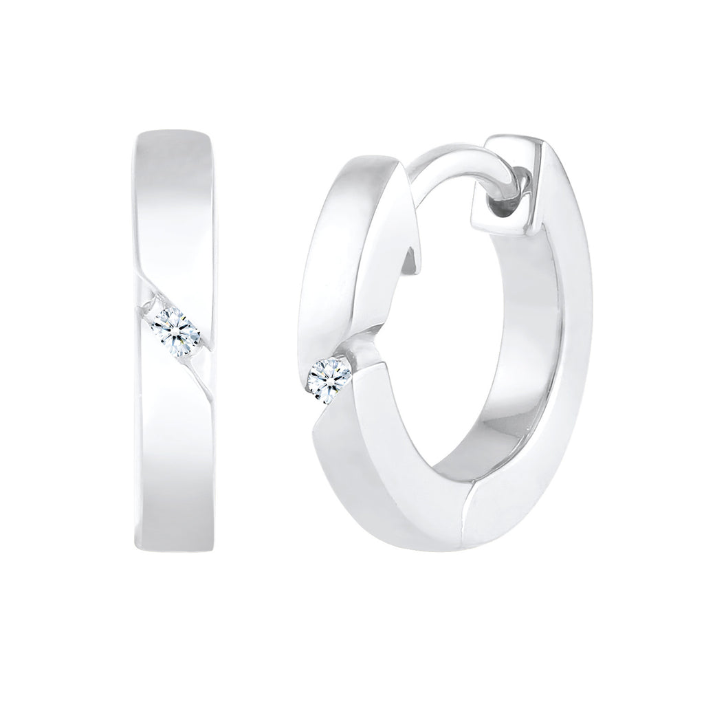 Weiß - Elli DIAMONDS | Creole | Diamant ( Weiß, 0,03 ct ) | 925er Sterling Silber