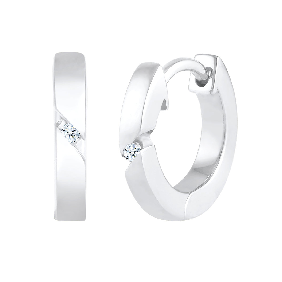 Weiß - Elli DIAMONDS | Creole | Diamant ( Weiß, 0,03 ct ) | 925er Sterling Silber
