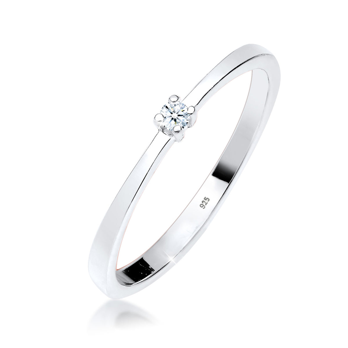 Weiß - Elli DIAMONDS | Solitär-Ring | Diamant ( Weiß, 0,03 ct ) | 925er Sterling Silber