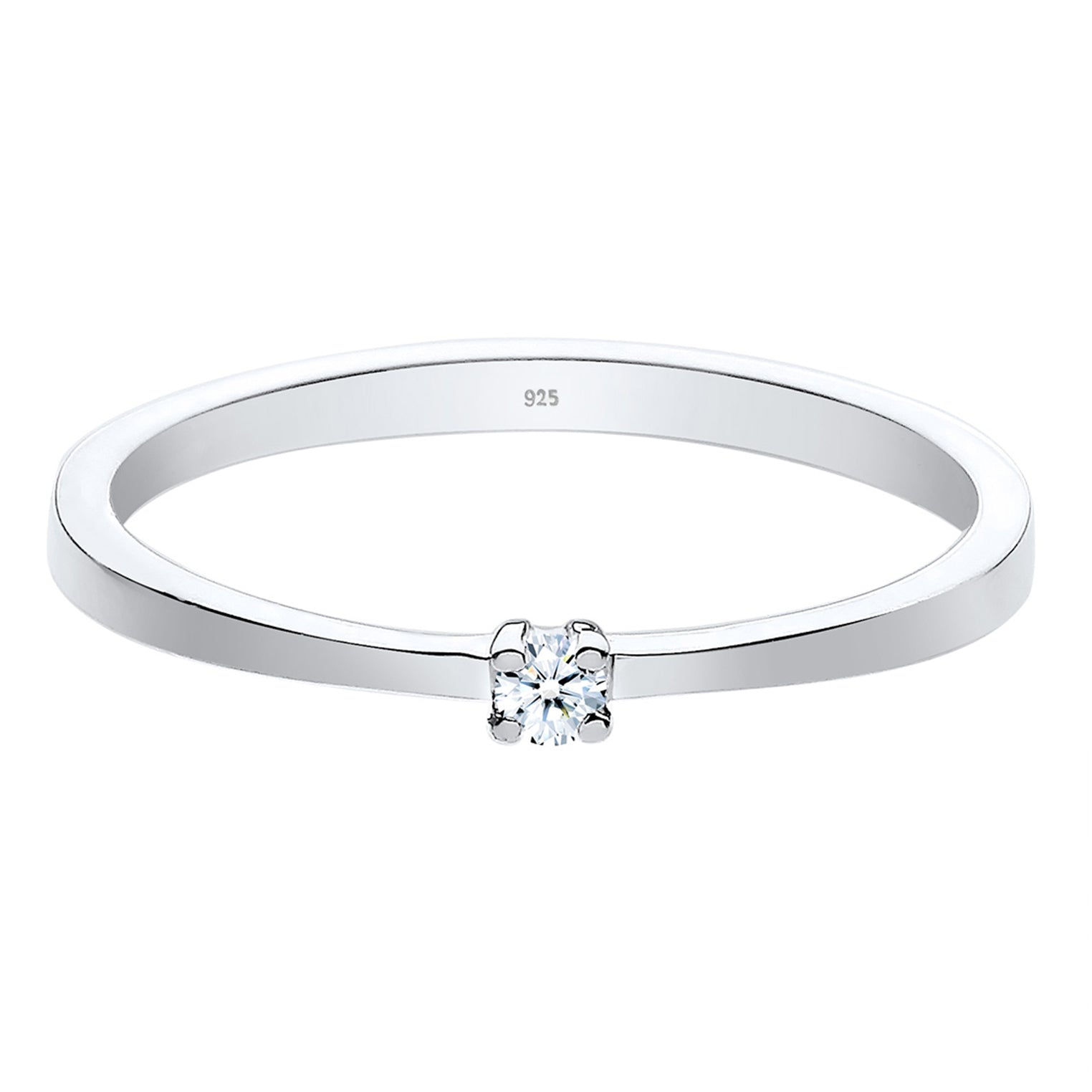 Weiß - Elli DIAMONDS | Solitär-Ring | Diamant ( Weiß, 0,03 ct ) | 925er Sterling Silber