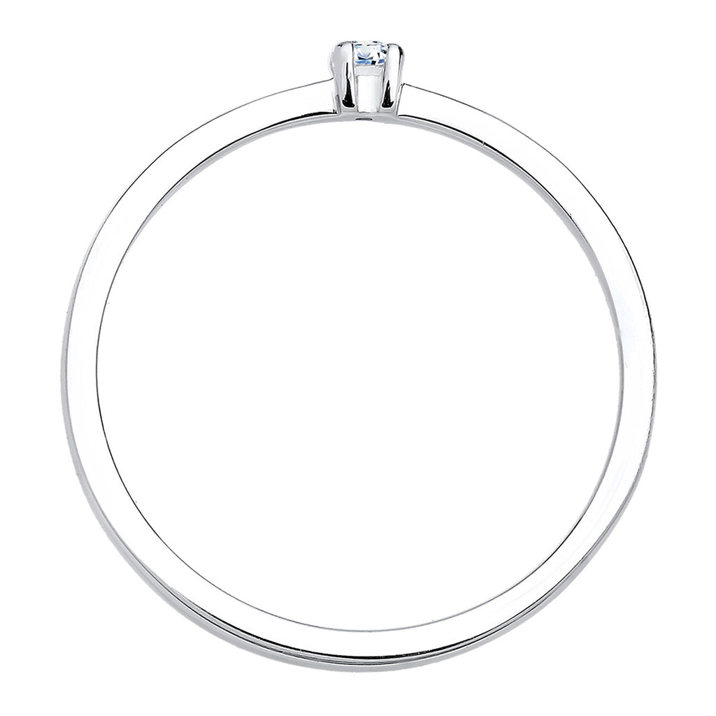 Weiß - Elli DIAMONDS | Solitär-Ring | Diamant ( Weiß, 0,03 ct ) | 925er Sterling Silber