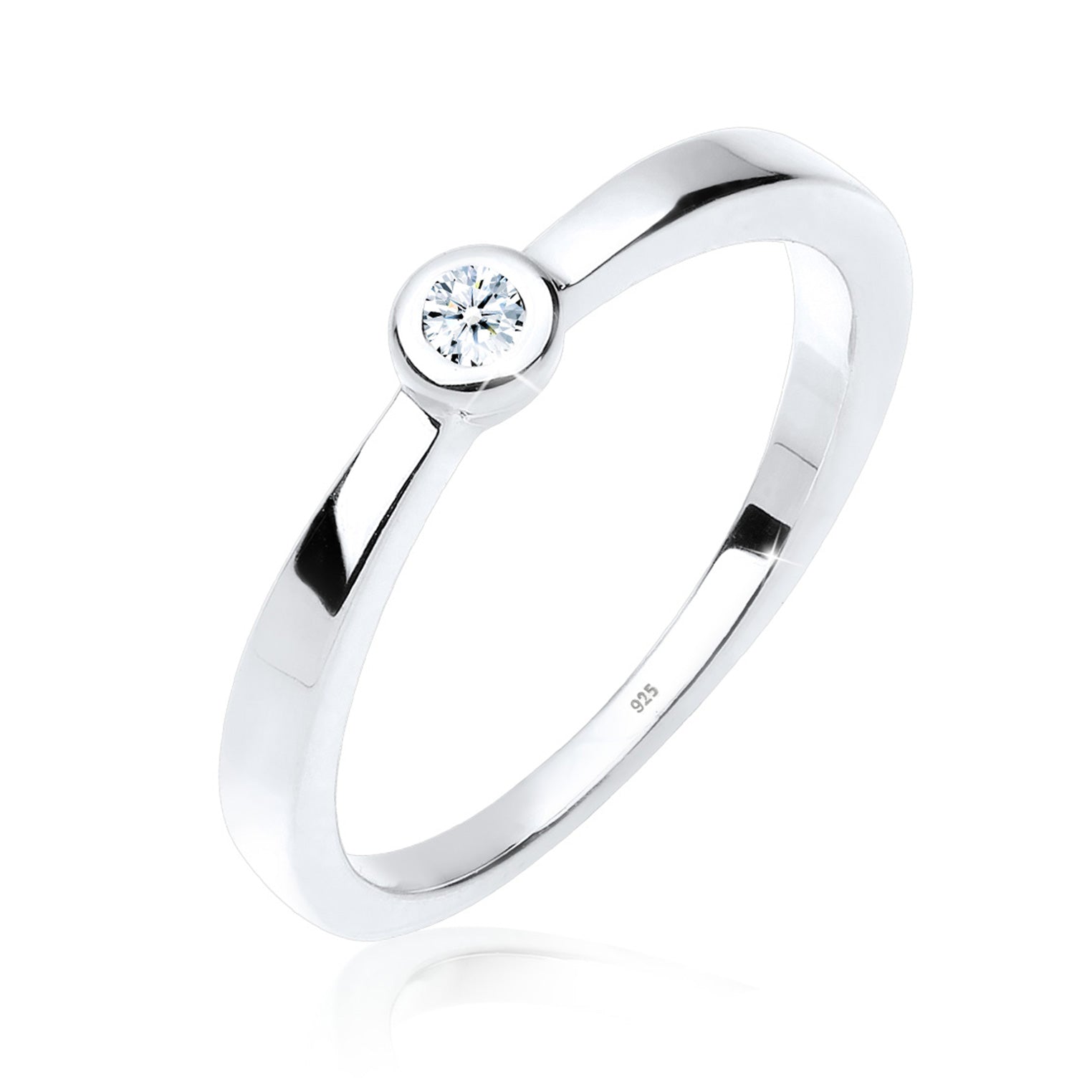 Weiß - Elli DIAMONDS | Solitär-Ring | Diamant ( Weiß, 0,03 ct ) | 925er Sterling Silber