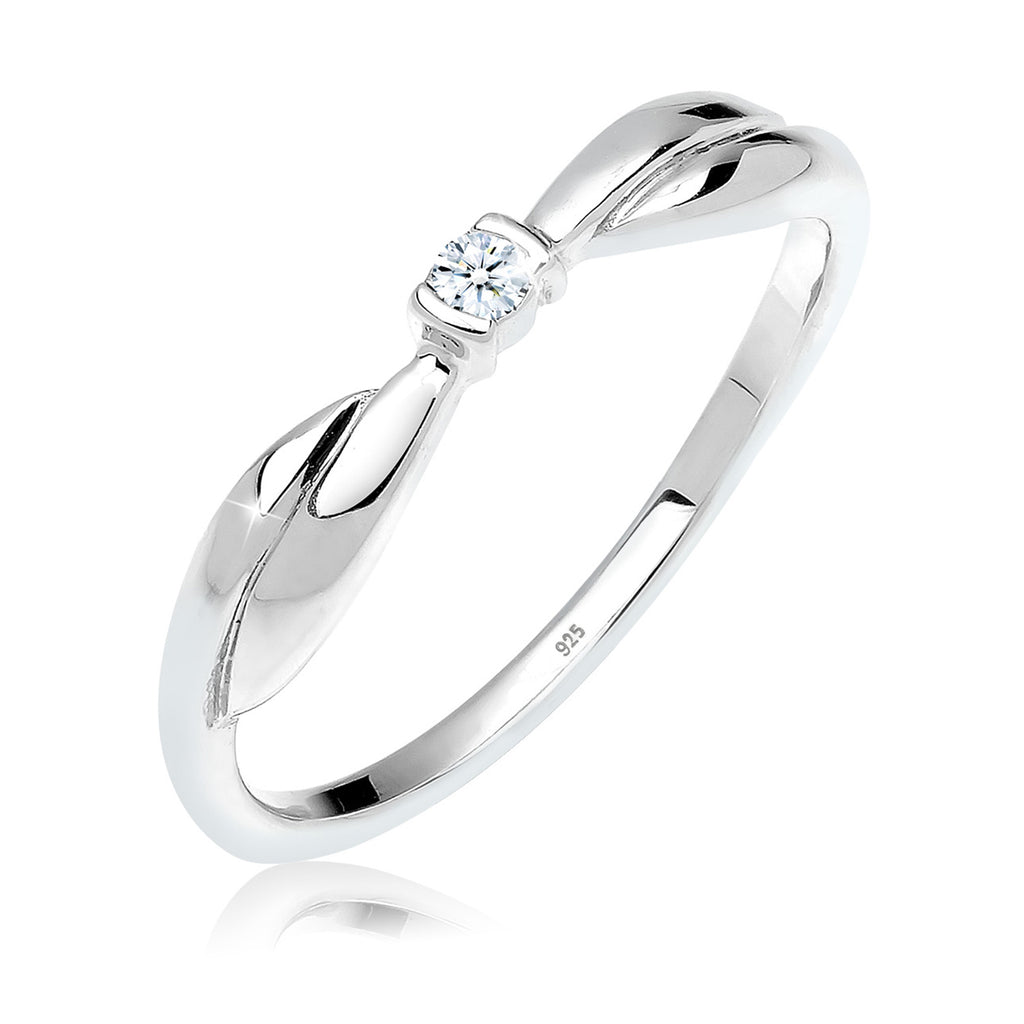 Weiß - Elli DIAMONDS | Verlobungsring | Diamant ( Weiß, 0,03 ct ) | 925er Sterling Silber