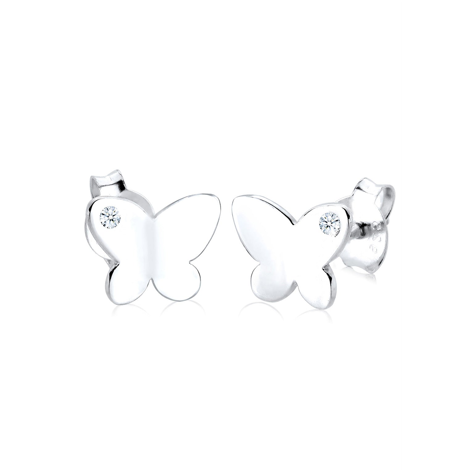 Weiß - Elli DIAMONDS | Ohrring Schmetterling | Diamant ( Weiß, 0,03 ct ) | 925er Sterling Silber