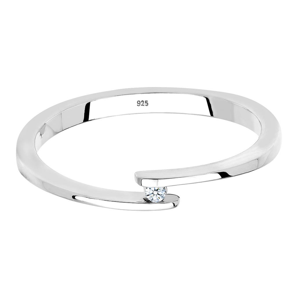 Silber - Elli DIAMONDS | Solitär-Ring | Diamant ( Weiß, 0,015 ct ) | 925er Sterling Silber