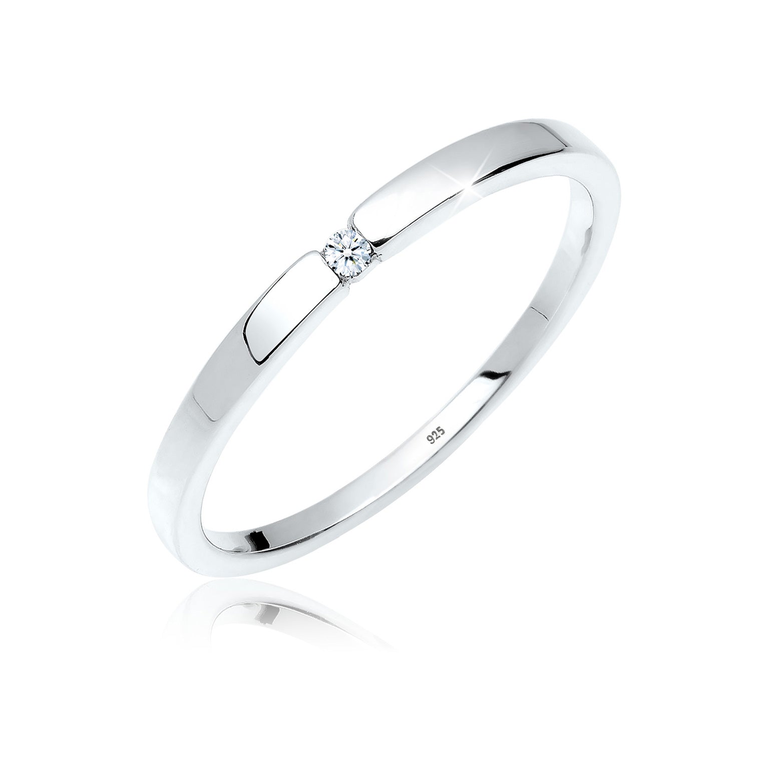 Weiß - Elli DIAMONDS | Solitär-Ring | Diamant ( Weiß, 0,015 ct ) | 925er Sterling Silber