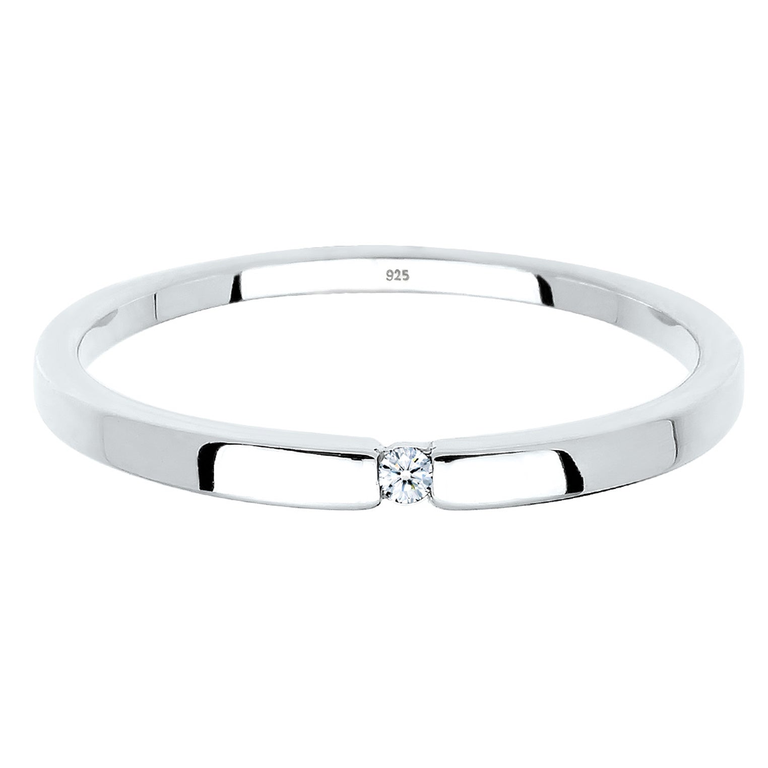Weiß - Elli DIAMONDS | Solitär-Ring | Diamant ( Weiß, 0,015 ct ) | 925er Sterling Silber