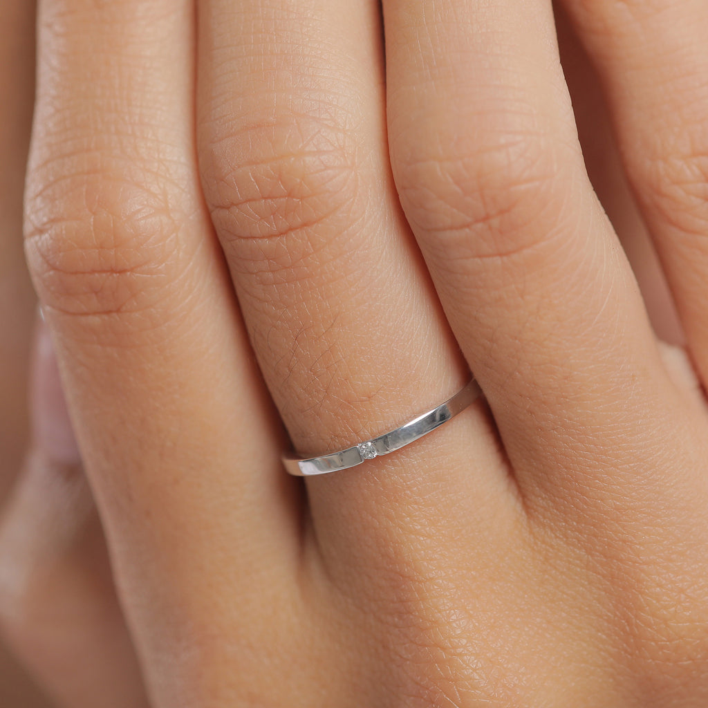 Weiß - Elli DIAMONDS | Solitär-Ring | Diamant ( Weiß, 0,015 ct ) | 925er Sterling Silber