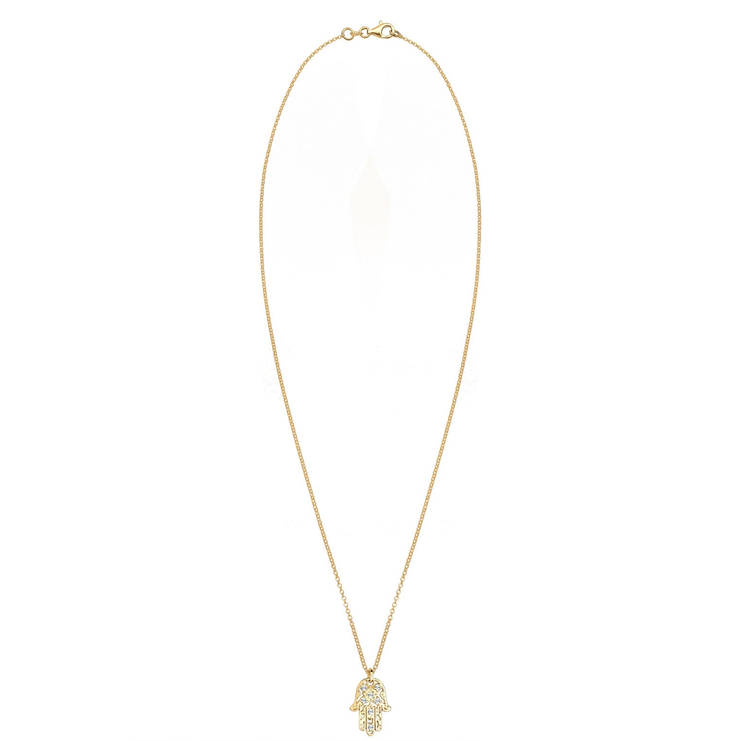 Gold - Elli | Halskette Hamsa Hand | Mit Kristallen von Swarovski® (Weiß) | 925 Sterling Silber vergoldet