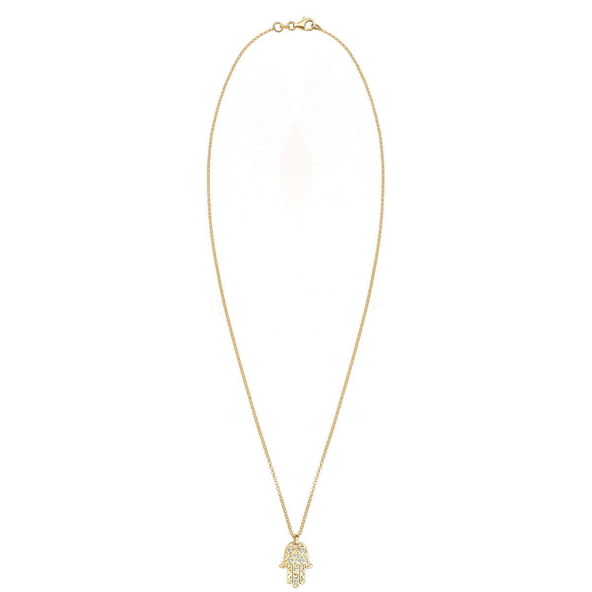 Gold - Elli | Halskette Hamsa Hand | Mit Kristallen von Swarovski® (Weiß) | 925 Sterling Silber vergoldet