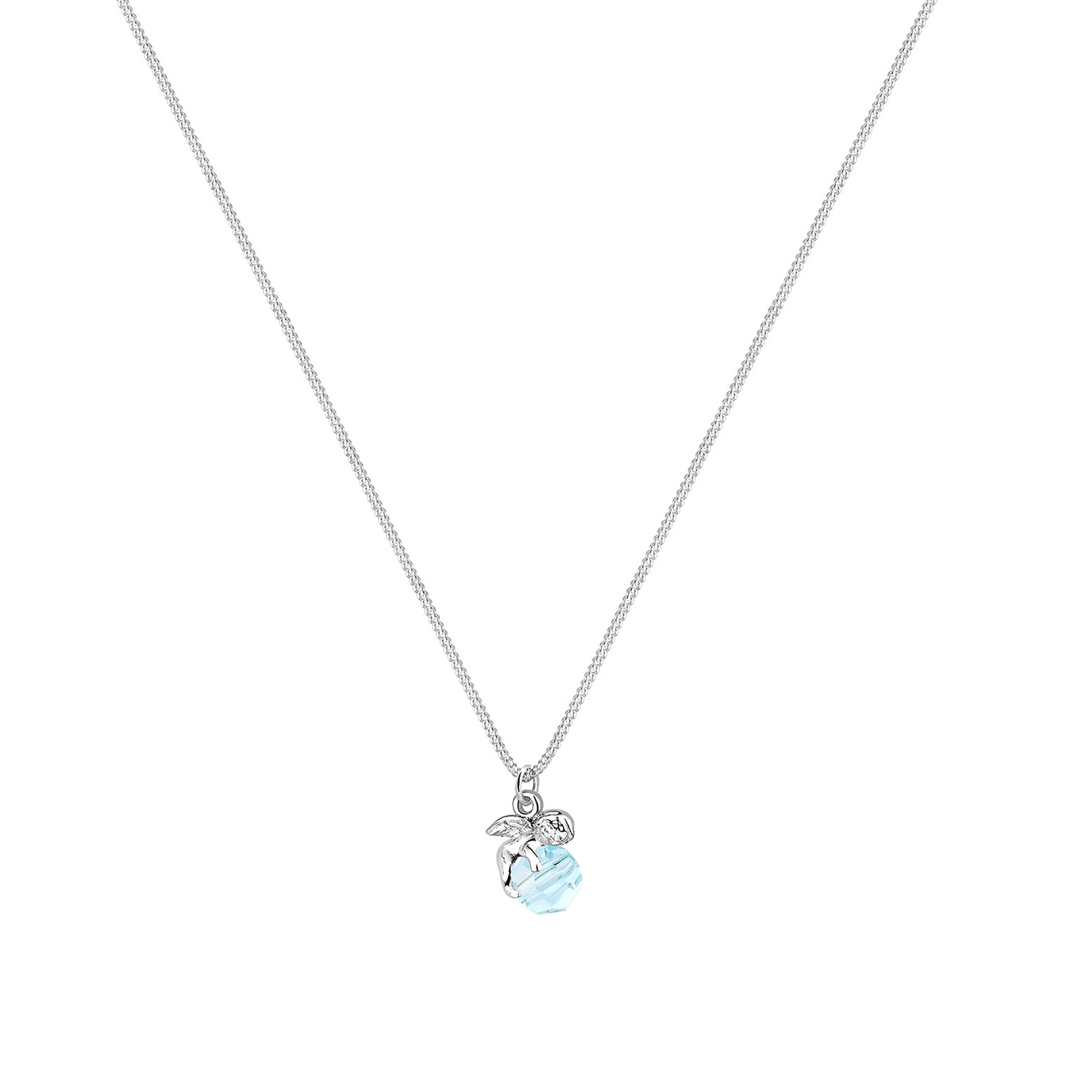 Hellblau - Elli | Halskette Engel | Kristall (Hellblau) | 925er Sterling Silber
