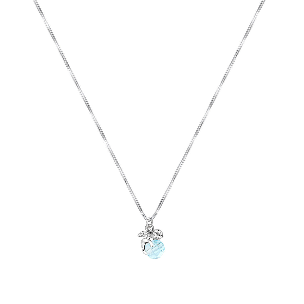 Hellblau - Elli | Halskette Engel | Mit Kristallen von Swarovski® (Hellblau) | 925er Sterling Silber