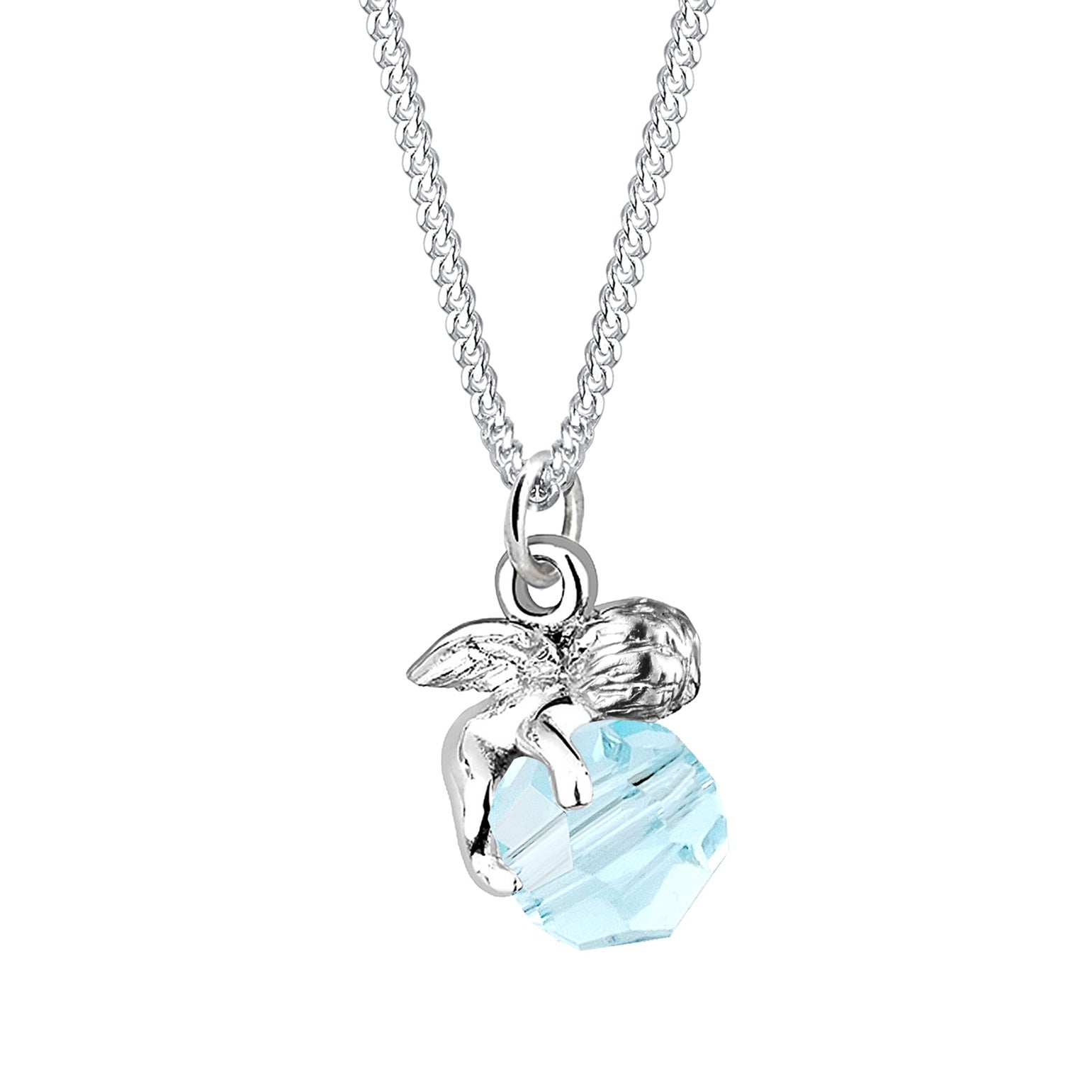 Hellblau - Elli | Halskette Engel | Kristall (Hellblau) | 925er Sterling Silber