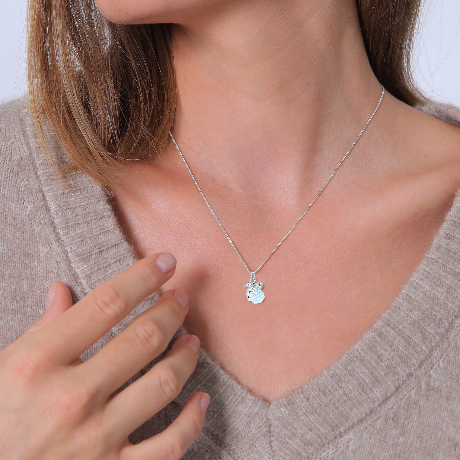 Hellblau - Elli | Halskette Engel | Kristall (Hellblau) | 925er Sterling Silber