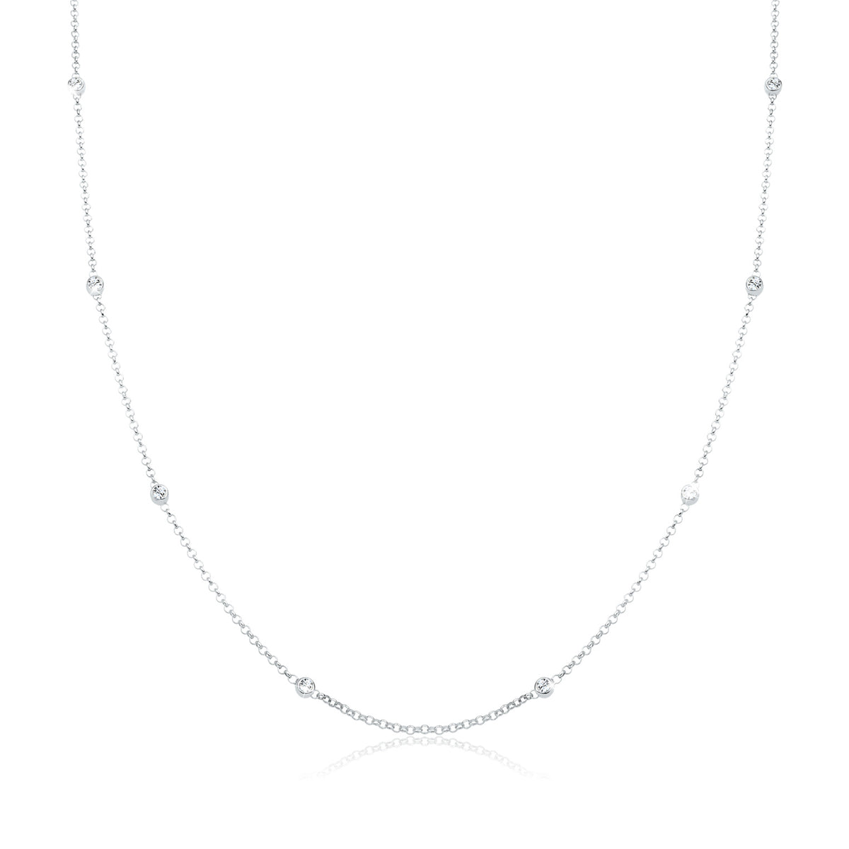 Weiß - Elli | Halskette Basic | Mit Kristallen von Swarovski® (Weiß) | 925er Sterling Silber