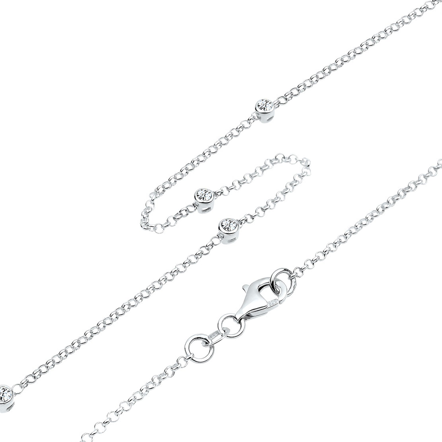 Weiß - Elli | Halskette Basic | Mit Kristallen von Swarovski® (Weiß) | 925er Sterling Silber